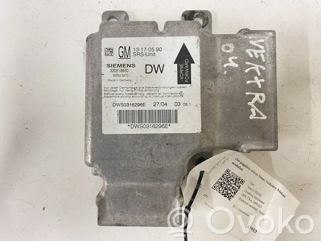 Opel Vectra C Airbag control unit/module 