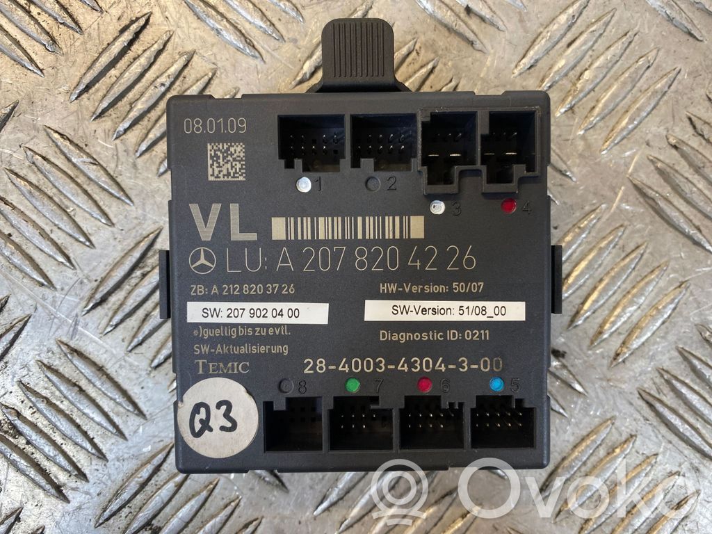 Mercedes-Benz E C207 W207 Unité de commande module de porte 