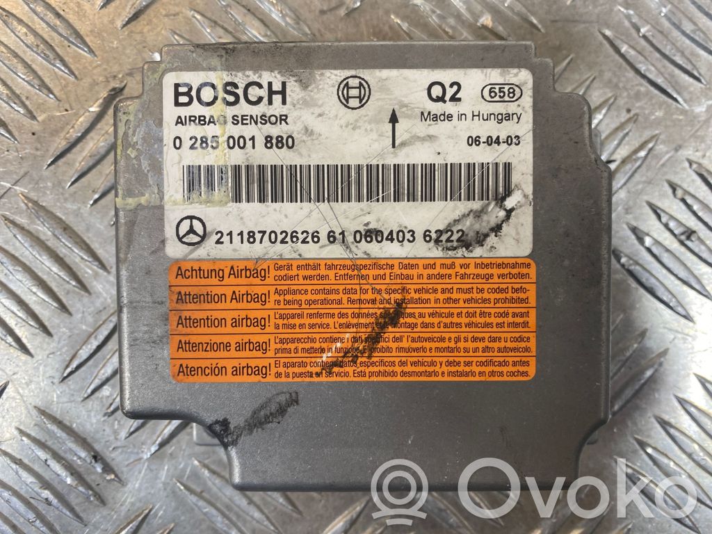 Sterownik / Moduł Airbag   2118702626,0285001880,0604036222