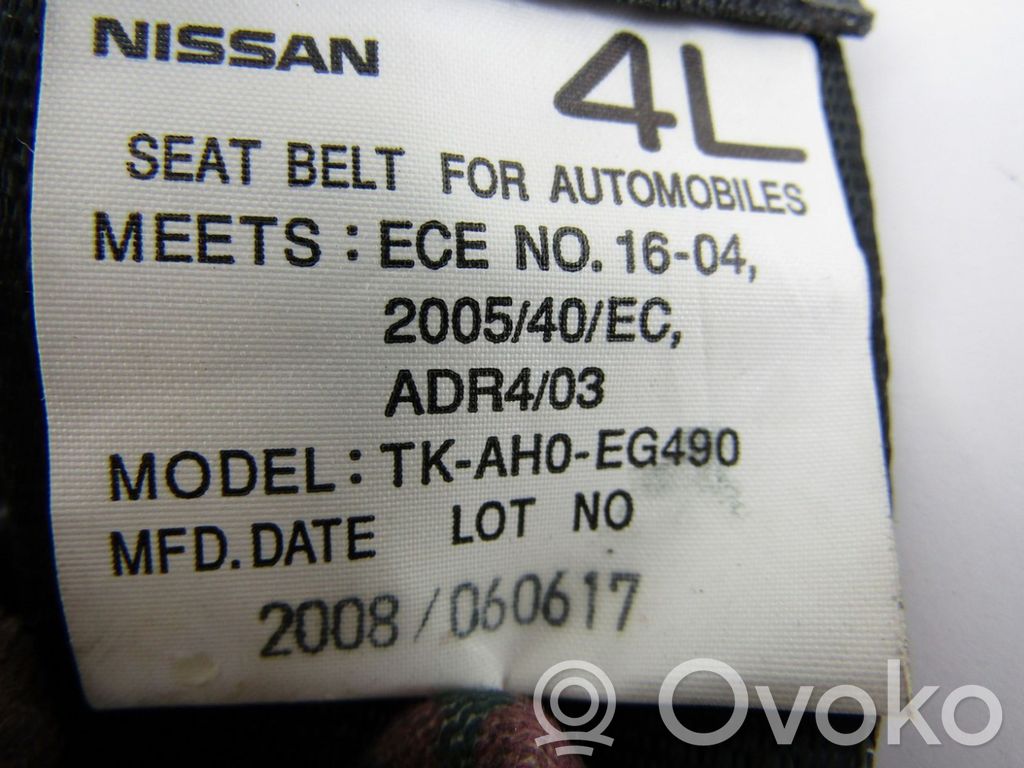 Nissan Murano Z51 Pas bezpieczeństwa fotela tylnego 