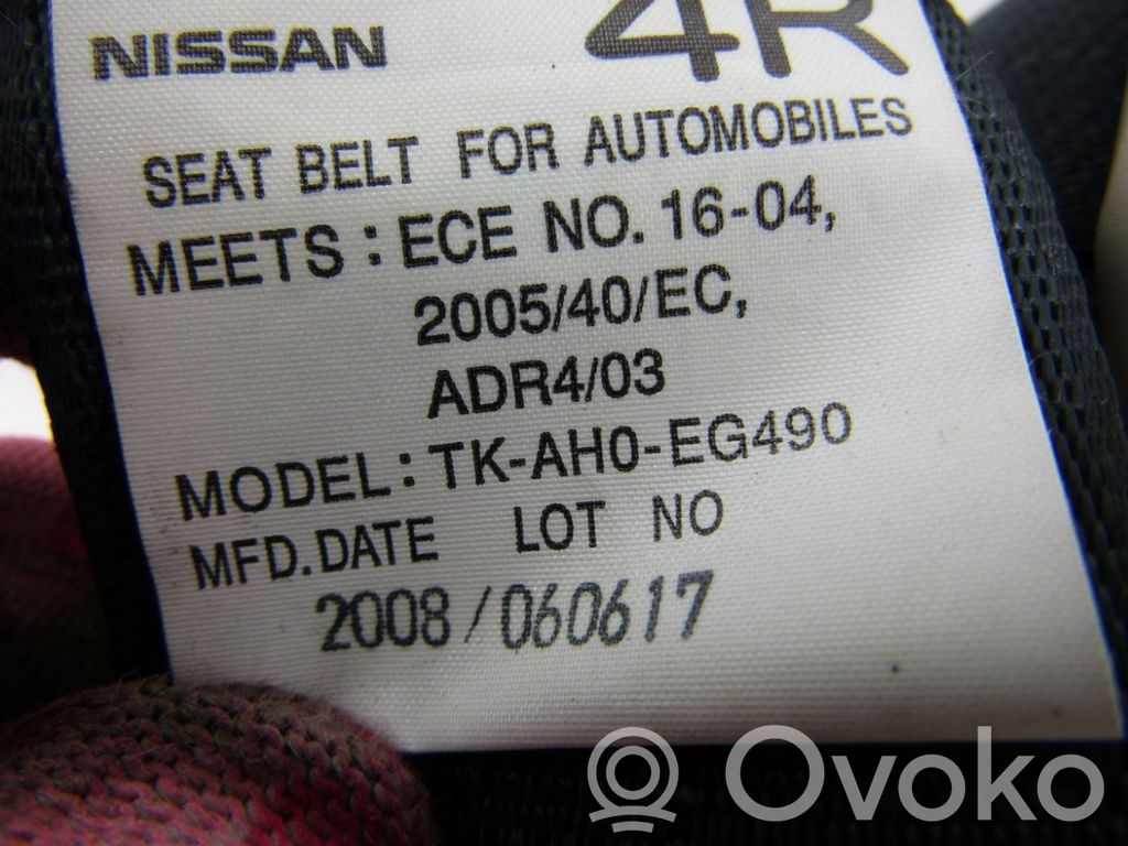 Nissan Murano Z51 Pas bezpieczeństwa fotela tylnego 