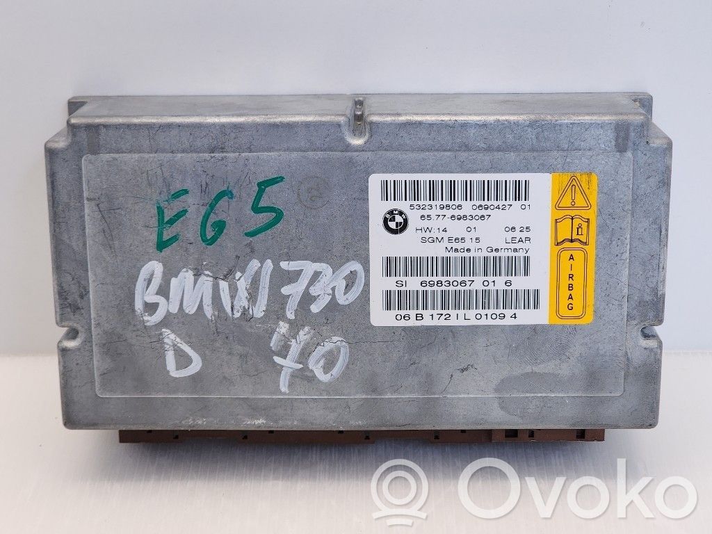 BMW 7 E65 E66 Unidad de control/módulo del Airbag 