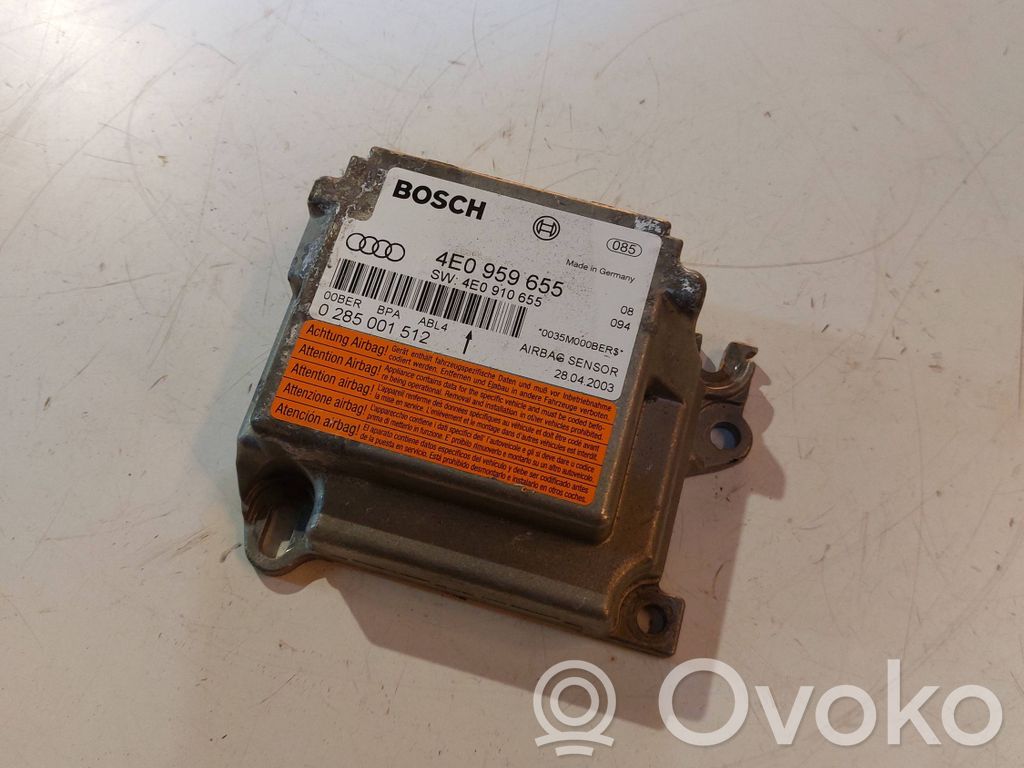 Audi A8 S8 D3 4E Module de contrôle airbag 