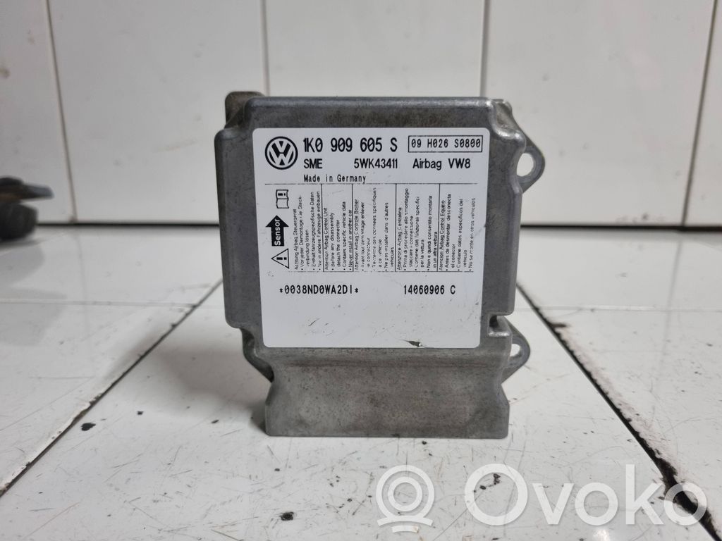 Sterownik / Moduł Airbag   1K0909605S,5WK43411,0038ND0WA2D,09H026S0800,14060906C