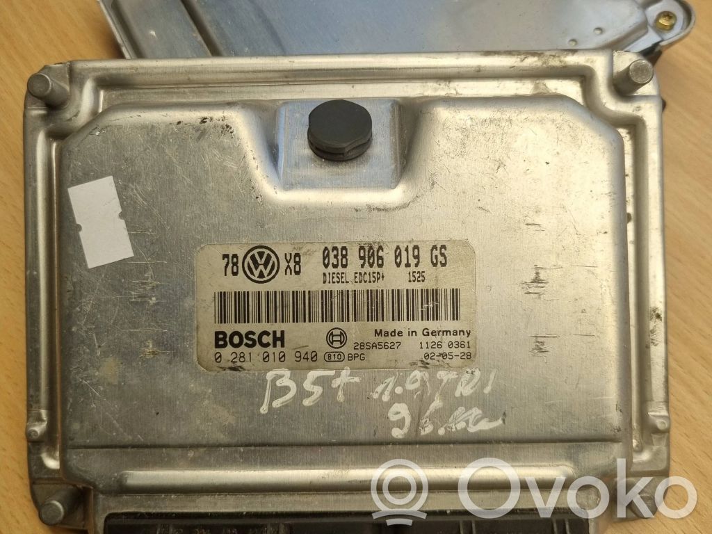 Engine control unit/module   038906019GS,28SA5627,0281010940