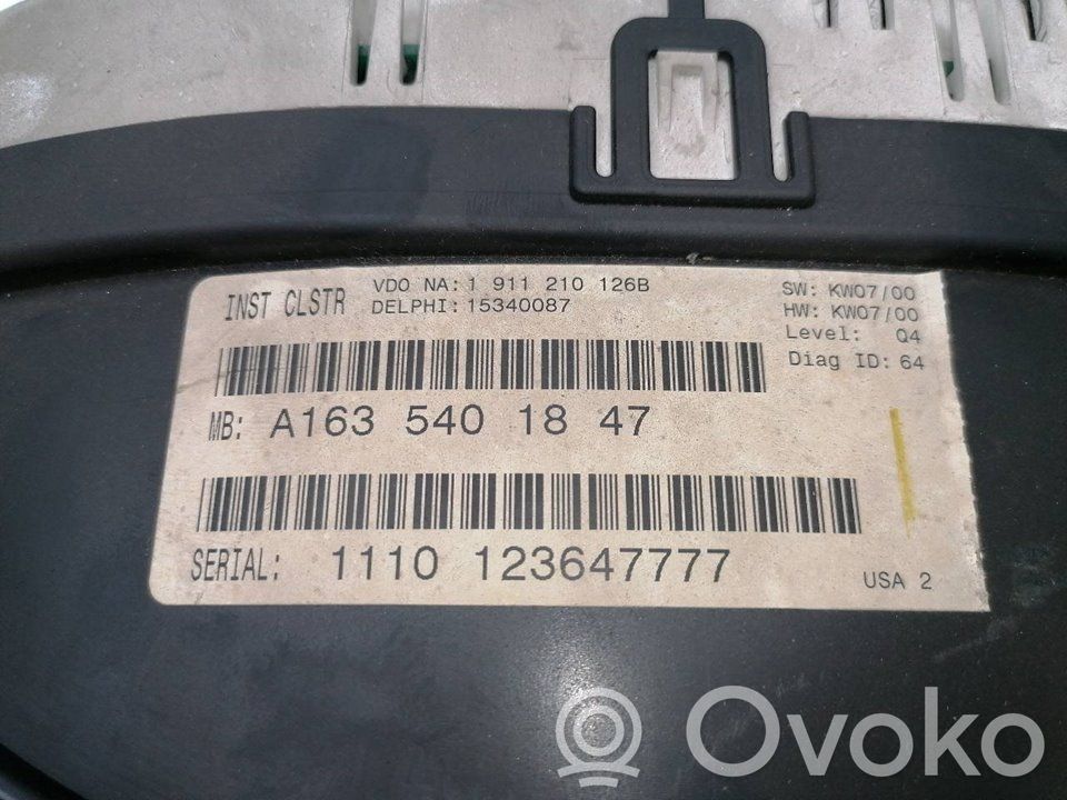 Mercedes-Benz ML W164 Tachimetro (quadro strumenti) 