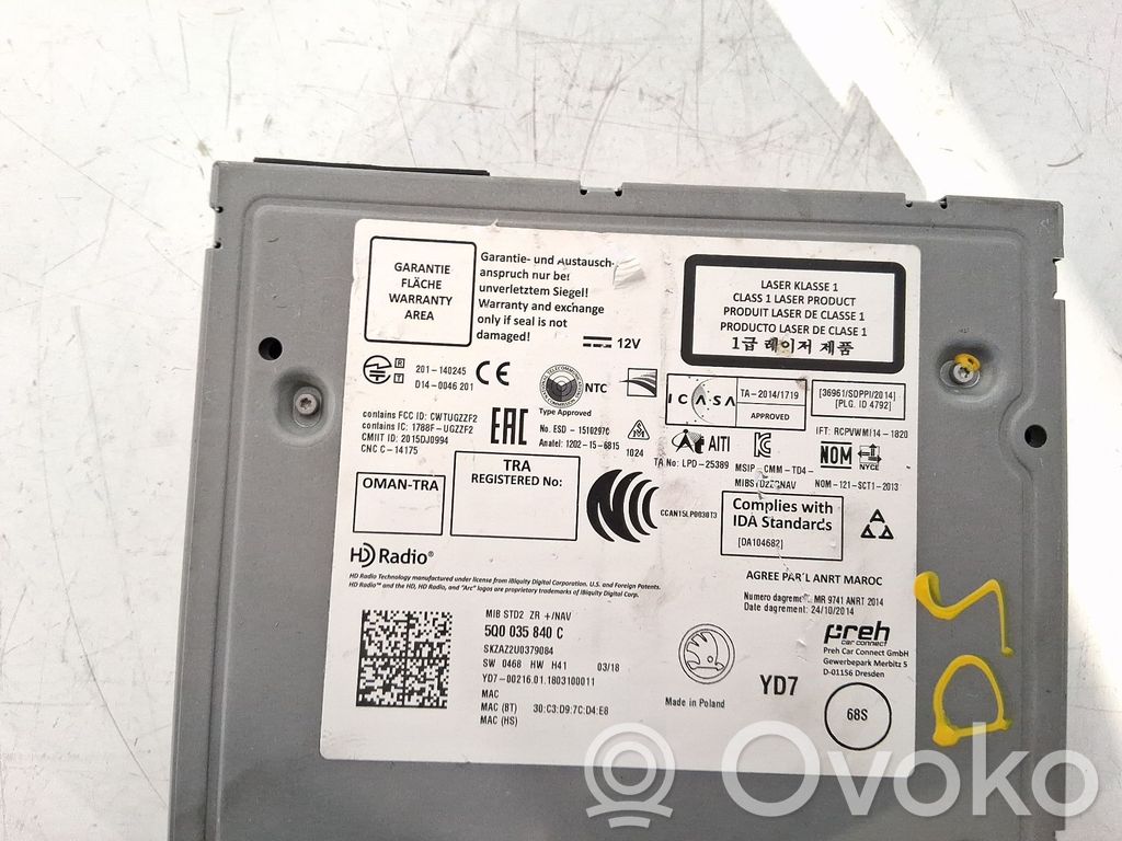 Skoda Octavia Mk3 (5E) Unità principale autoradio/CD/DVD/GPS 