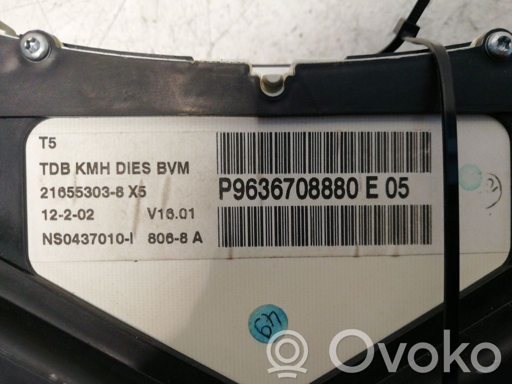 Peugeot 307 Tachimetro (quadro strumenti) 
