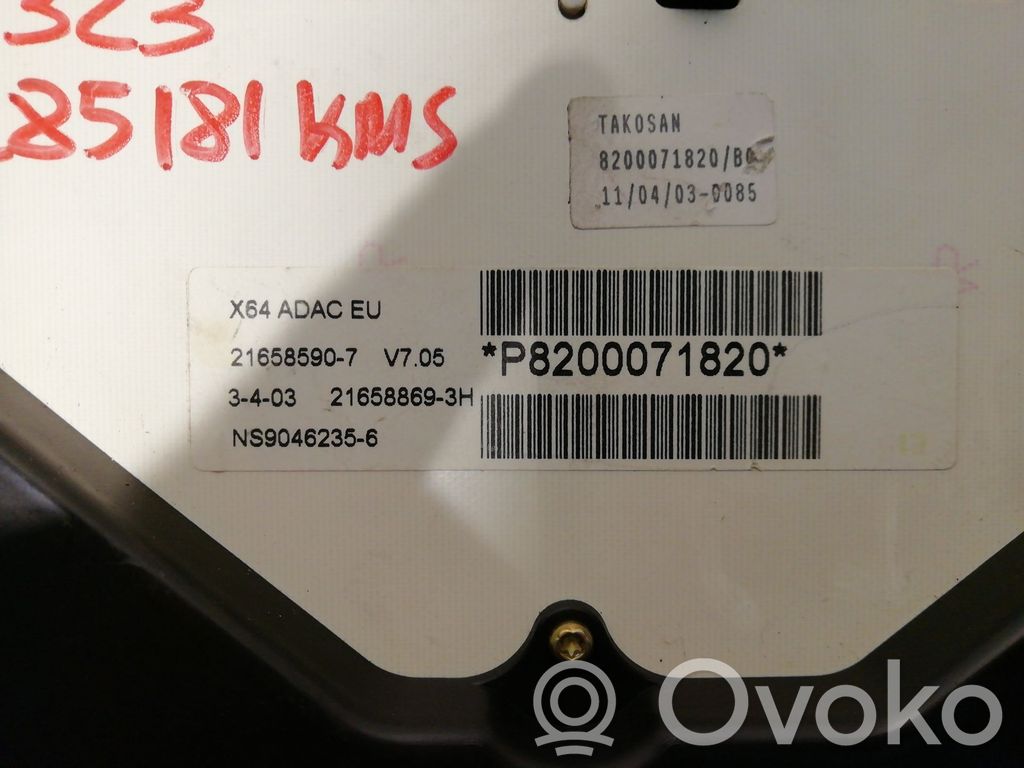 Geschwindigkeitsmesser Cockpit   8200071820,8200071820