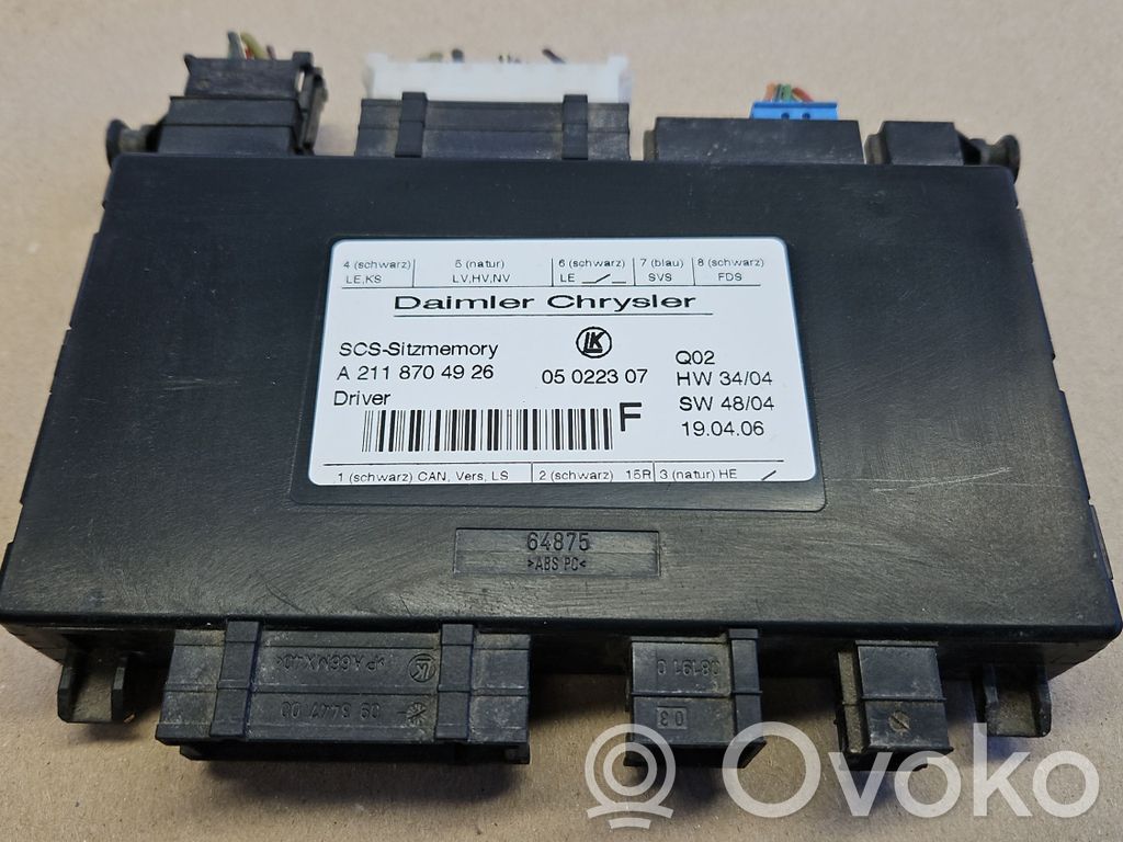 Mercedes-Benz GL X164 Module de commande de siège 