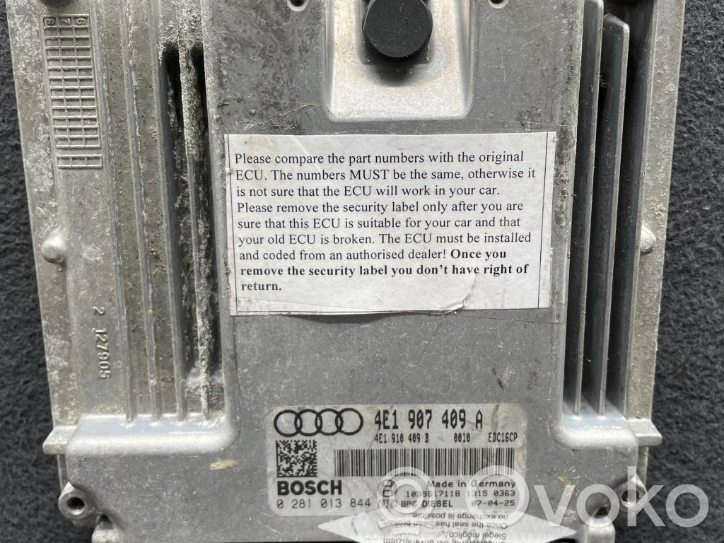 Audi A8 S8 D3 4E Unidad de control/módulo del motor 