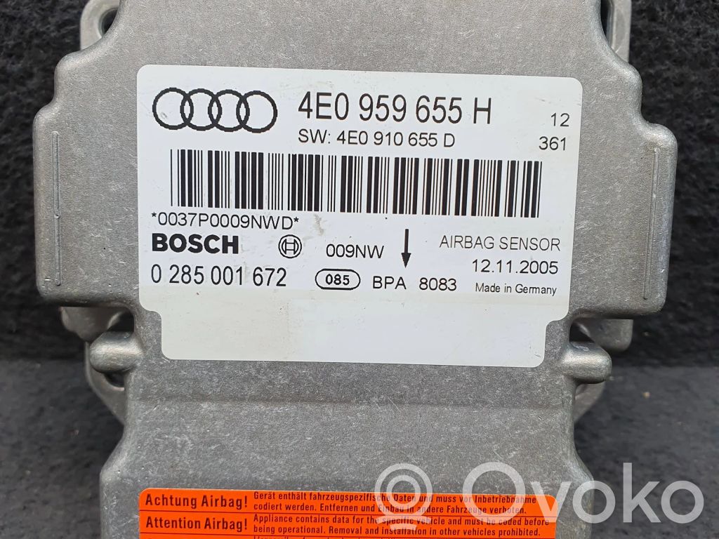 Airbag control unit/module   4E0959655H,4E0910655D,0285001672