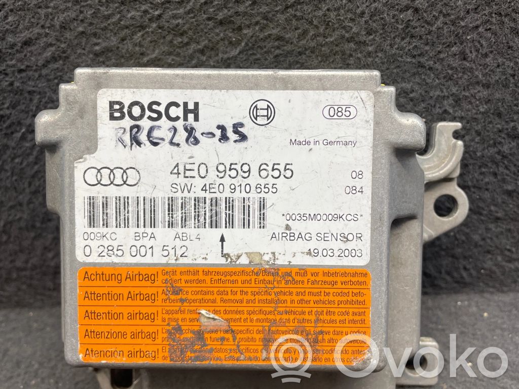 Module de contrôle airbag   4E0959655,4E0910655,0285001512