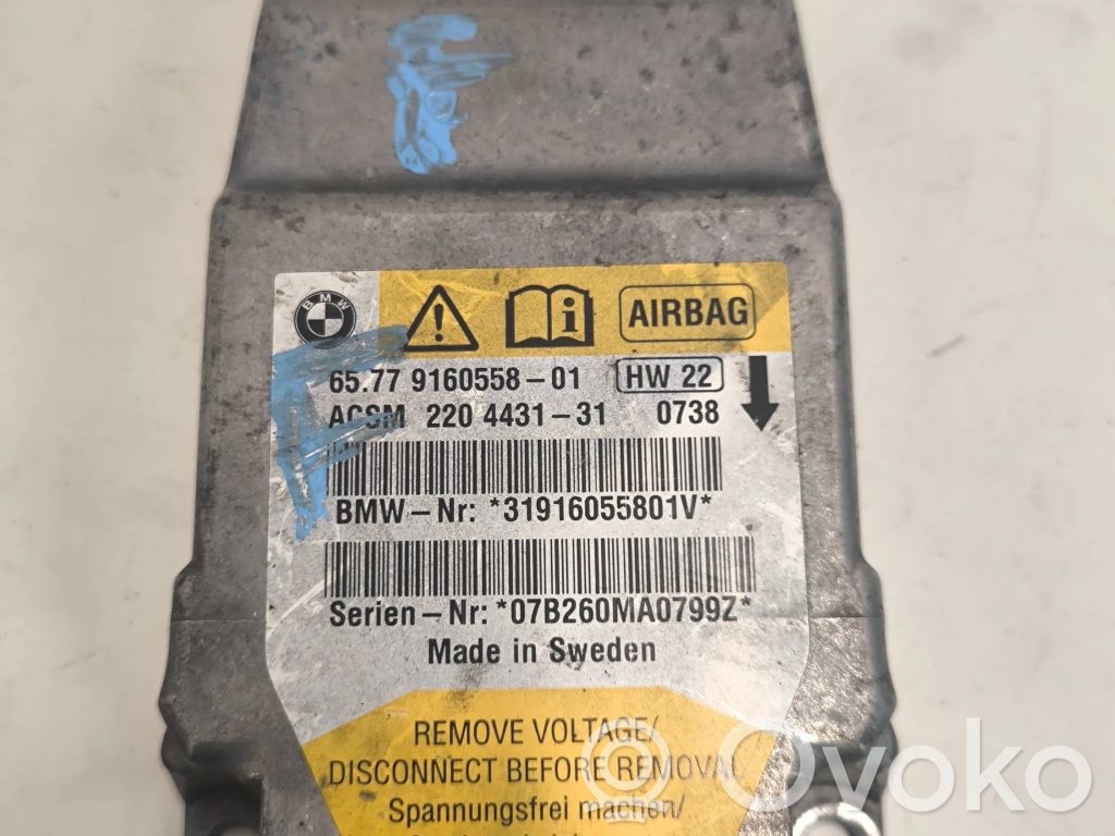 Unidad de control/módulo del Airbag   9160558,31916055801V,220443131
