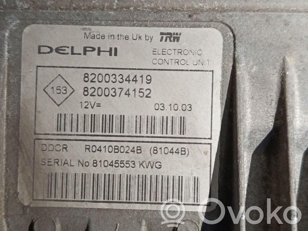 Unidad de control/módulo del motor   8200334419,8200374152,ZACK