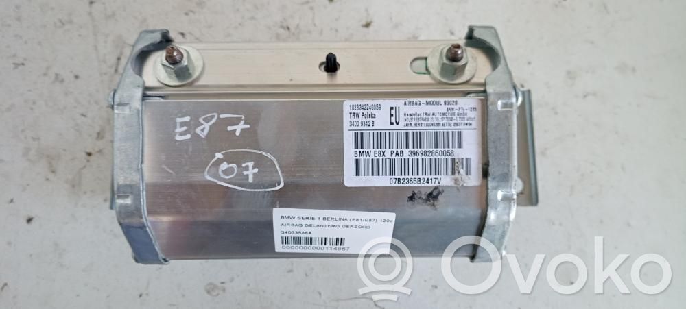 BMW 1 E81 E87 Matkustajan turvatyyny 