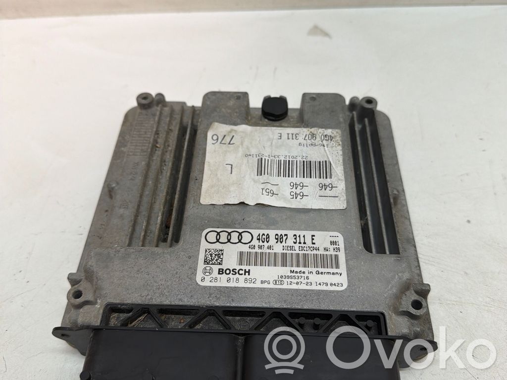 Engine control unit/module   4G0907311E,4G0987401,EDC17CP44,0281018893,14790423,8219186267,H39