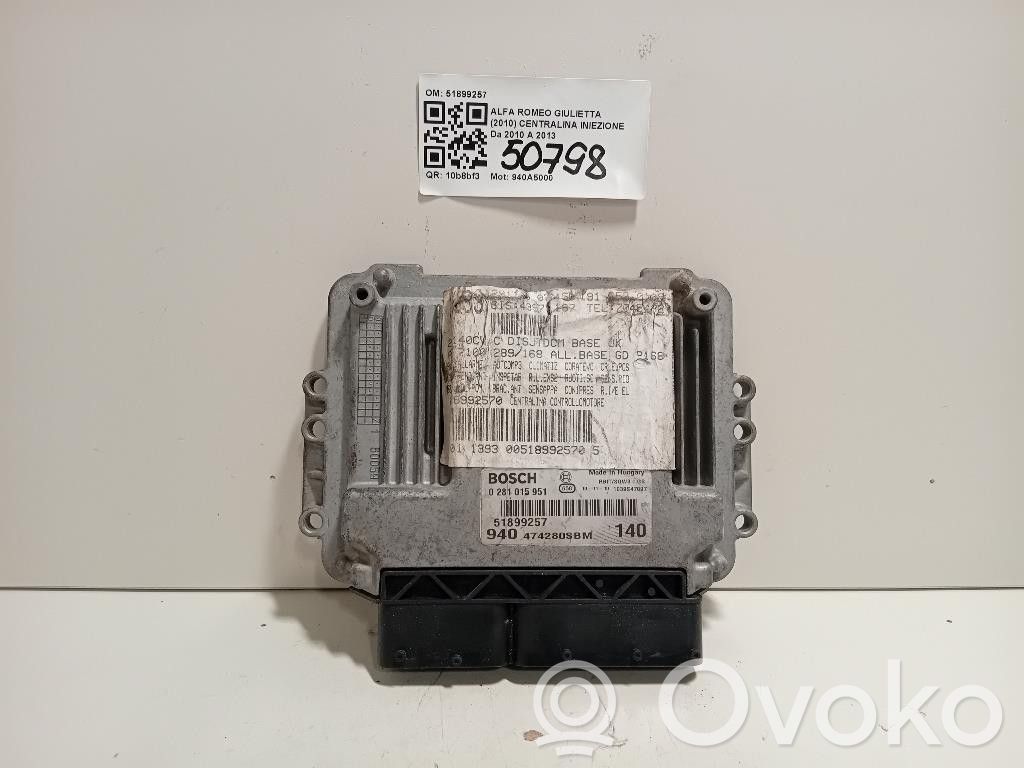 Alfa Romeo Giulietta Injection control unit/module 