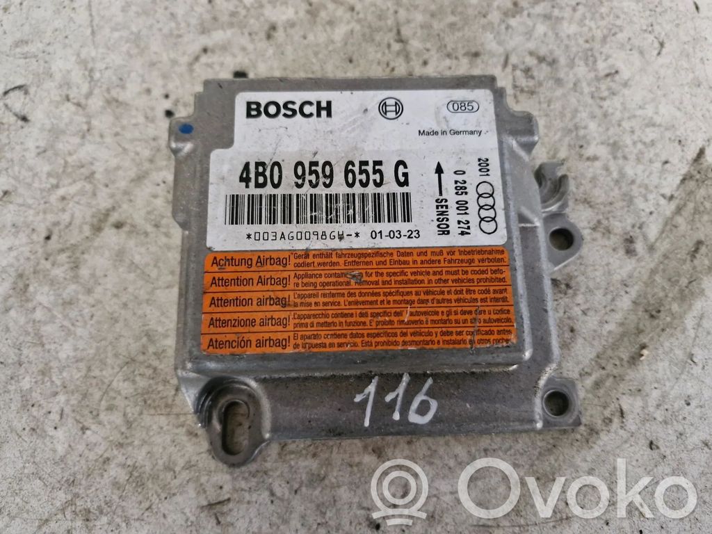 Airbag control unit/module   4B0959655G,0285001274