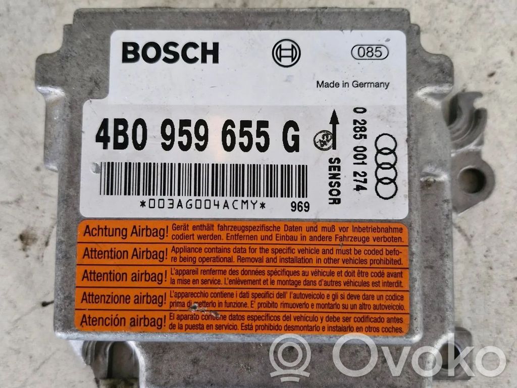 Airbag control unit/module   4B0959655G,0285001274