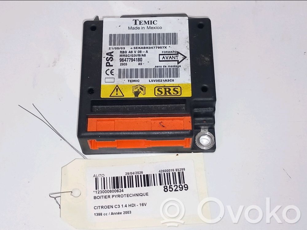 Citroen C3 Airbag control unit/module 