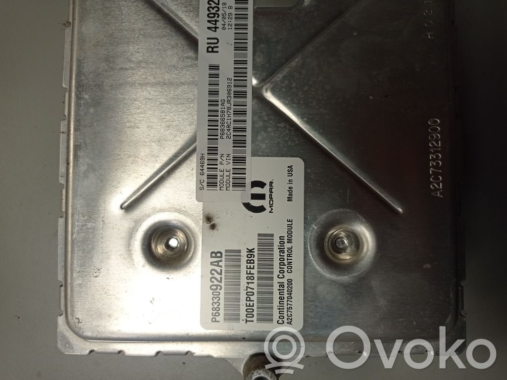 Engine control unit/module   P68330922AB,T00EP0718FEB9K,68330922,2C4RC1H78JR306912,449320,64469H,A2C73312800,A2C73312900,A2C7577040200,P68366581AG