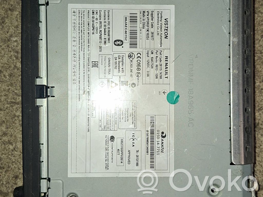 Panel / Radioodtwarzacz CD/DVD/GPS   281157478R,93457539,R0131DIN