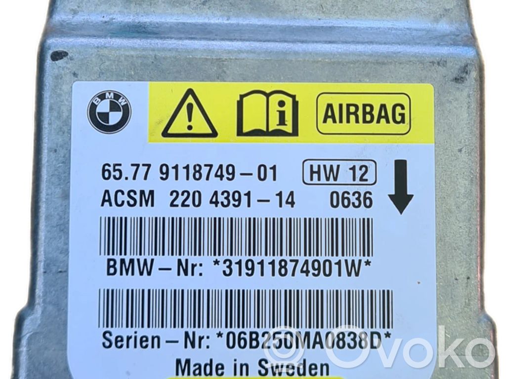 BMW 5 E60 E61 Unidad de control/módulo del Airbag 