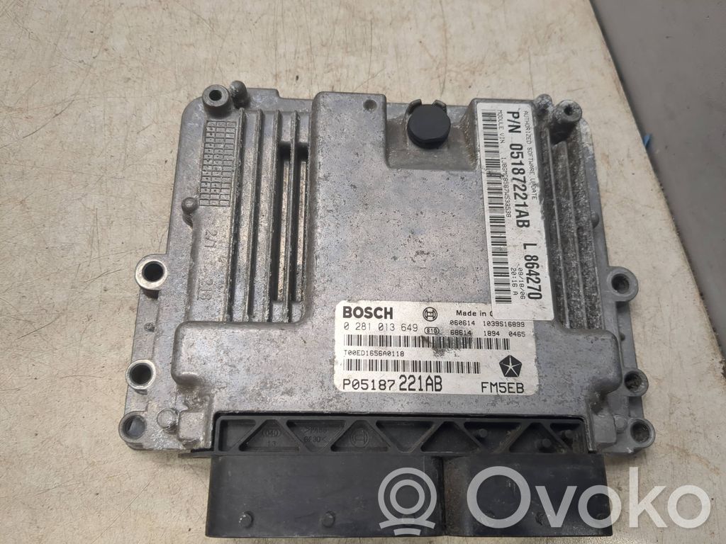 Engine control unit/module   0281013649,P05187221AB,1039S16899