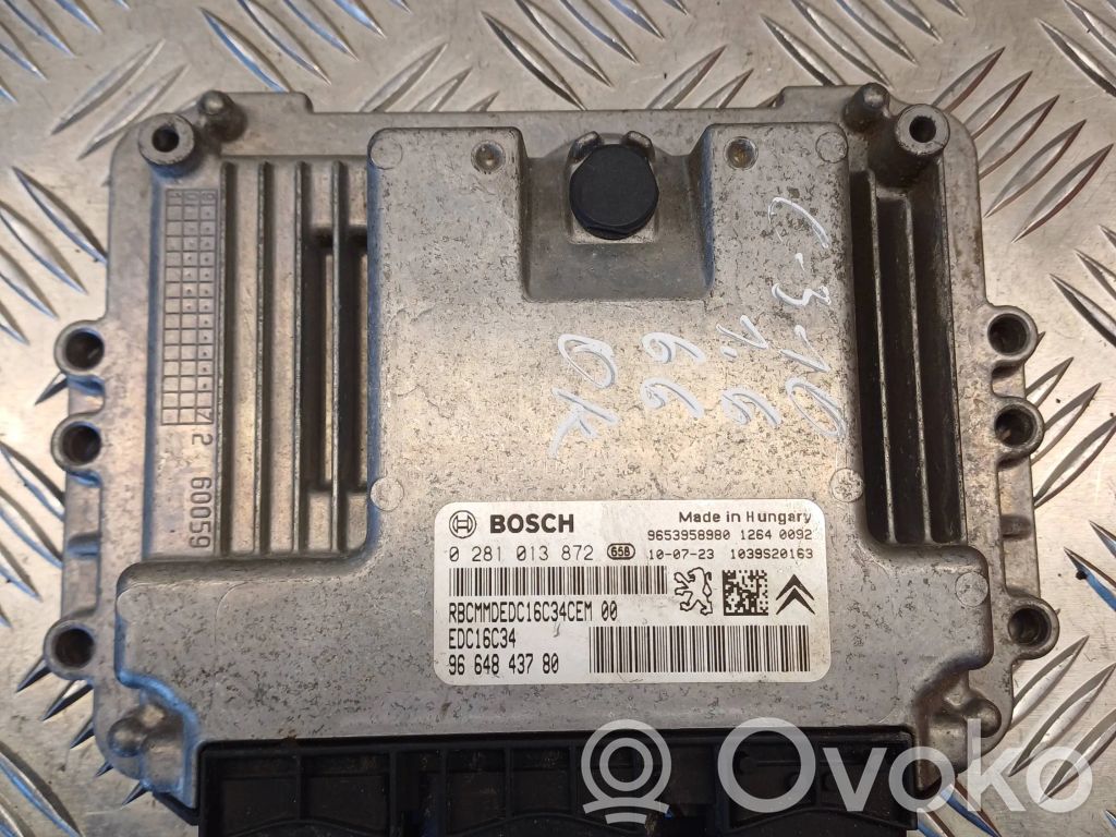 Engine control unit/module   0281013872,9664843780,9653958980
