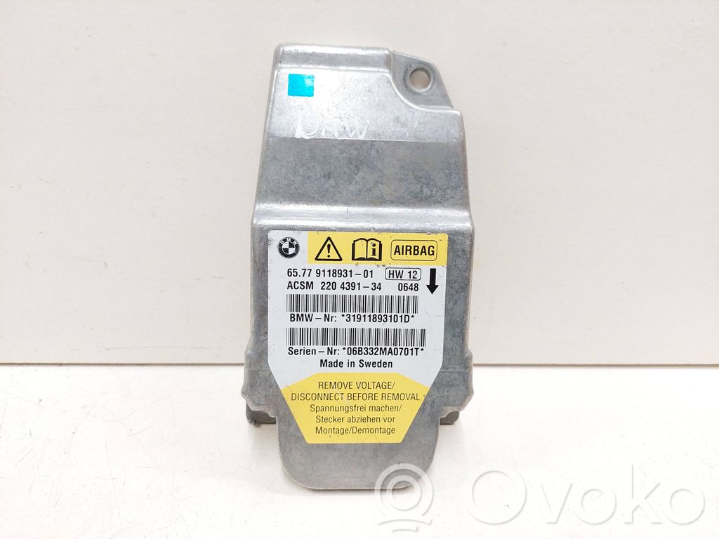 BMW 5 E60 E61 Unidad de control/módulo del Airbag 