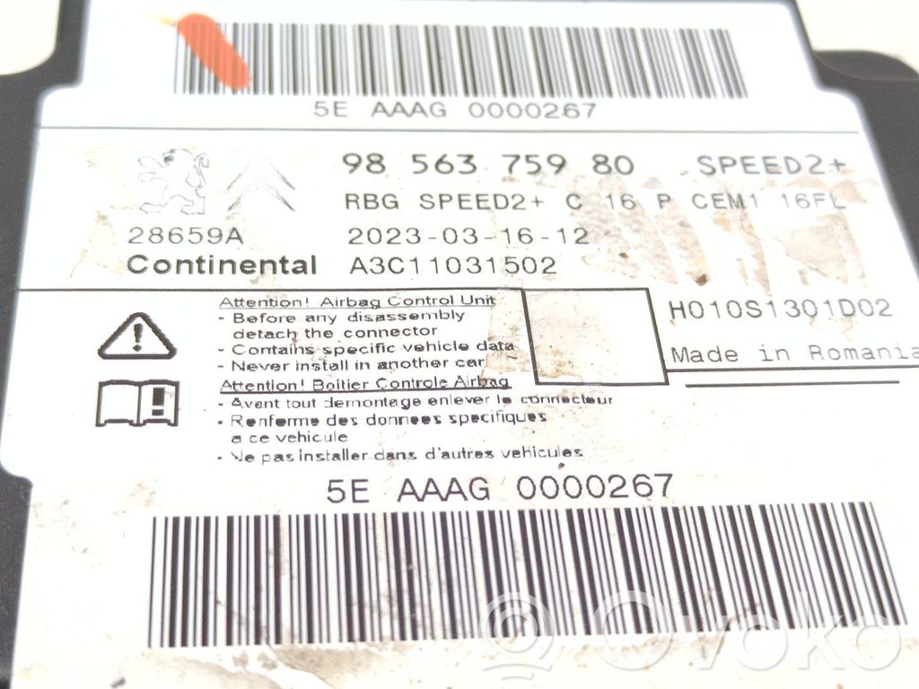 Citroen Berlingo Module de contrôle airbag 