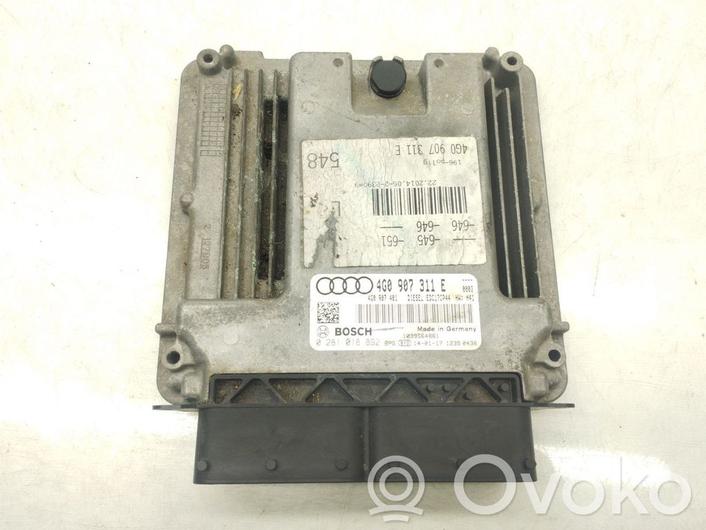 Unidad de control/módulo ECU del motor   4G0907311E,4G0907401,0281018892