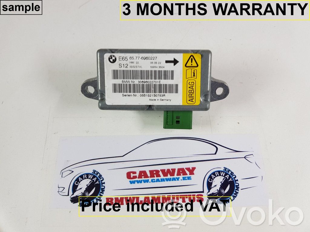 Module de contrôle airbag   65776970906,6970906,65776960227,0153410,0305775,0391433,0393599,0407289,0412296,0413724,0414769,6946105,6960227,6970905,6970906