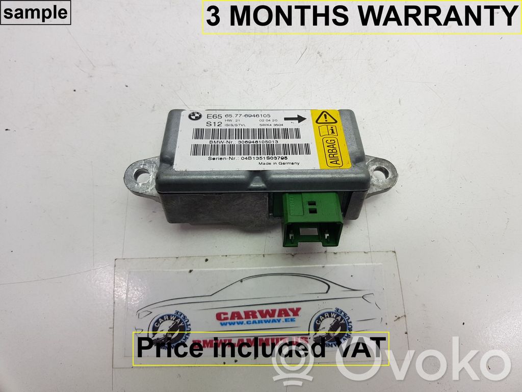 Module de contrôle airbag   65776970906,6970906,65776946105,0153410,0305775,0391433,0393599,0407289,0412296,0413724,0414769,6946105,6960227,6970905,6970906
