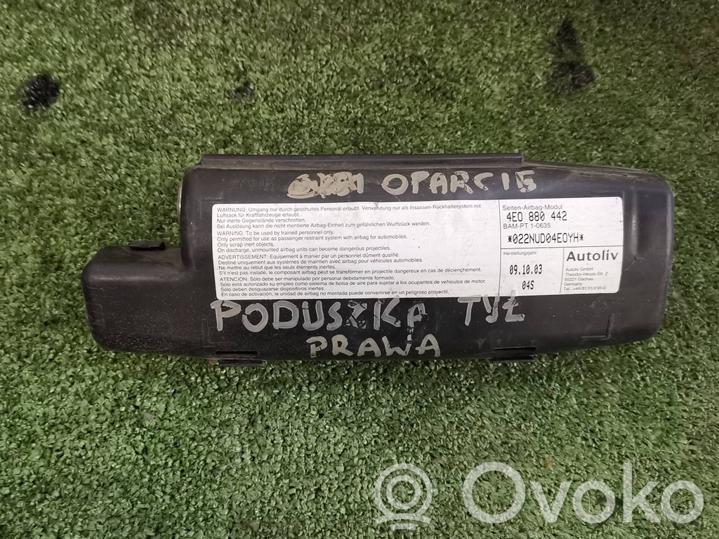 Audi A8 S8 D3 4E Airbag del asiento 