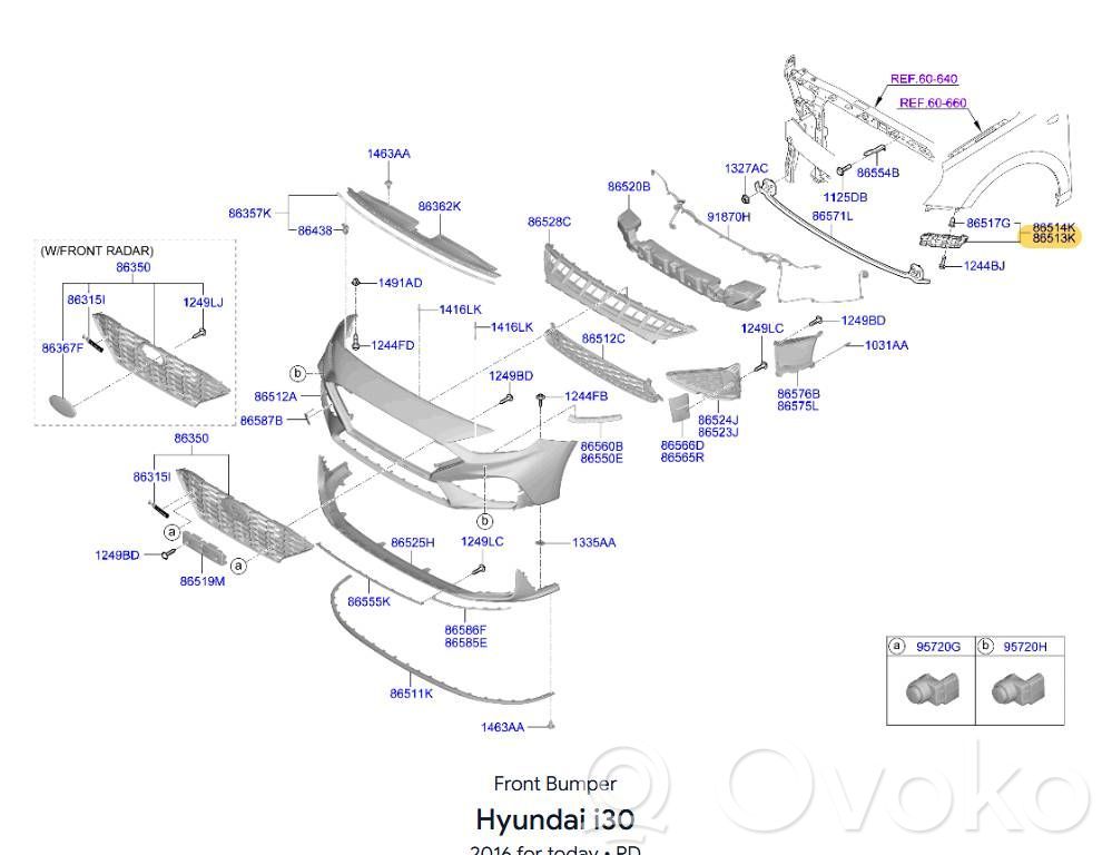 Hyundai i30 Uchwyt / Mocowanie zderzaka przedniego 