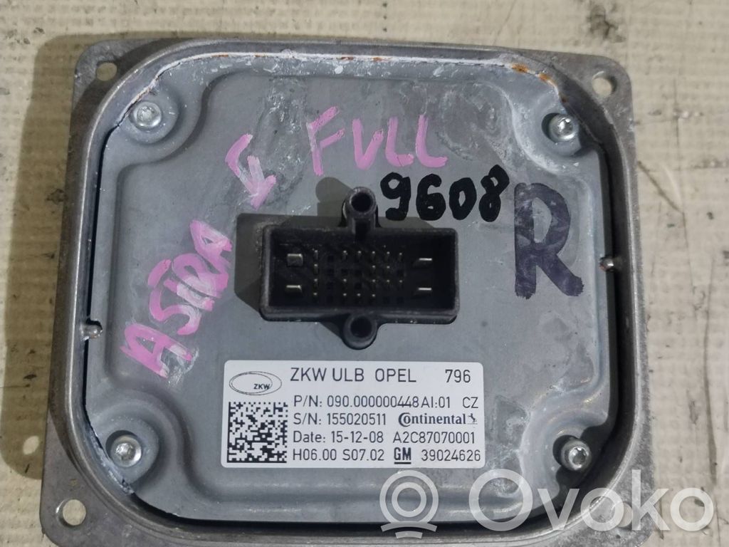 Opel Astra K Module de ballast de phare Xenon 