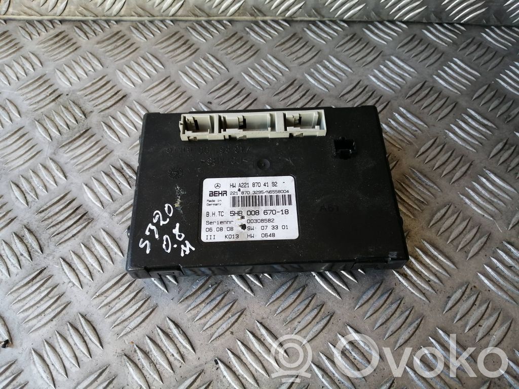 Mercedes-Benz S W221 Unitate control aer condiționat/încălzire 