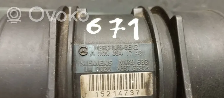 Mercedes-Benz ML W163 Mass air flow meter A0000941748