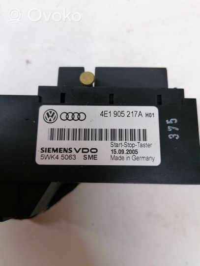 Audi A8 S8 D3 4E Interruttore a pulsante start e stop motore 4E1905217A