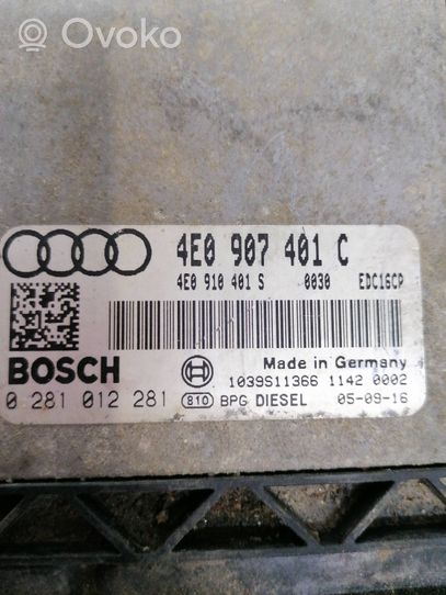 Audi A8 S8 D3 4E Moottorin ohjainlaite/moduuli 4E0907401C