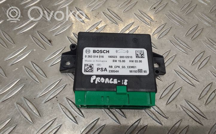 Toyota Proace Centralina/modulo sensori di parcheggio PDC 9819360080