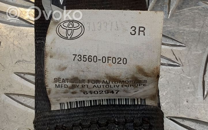 Toyota Verso Kolmannen istuinrivin turvavyö 735600F020