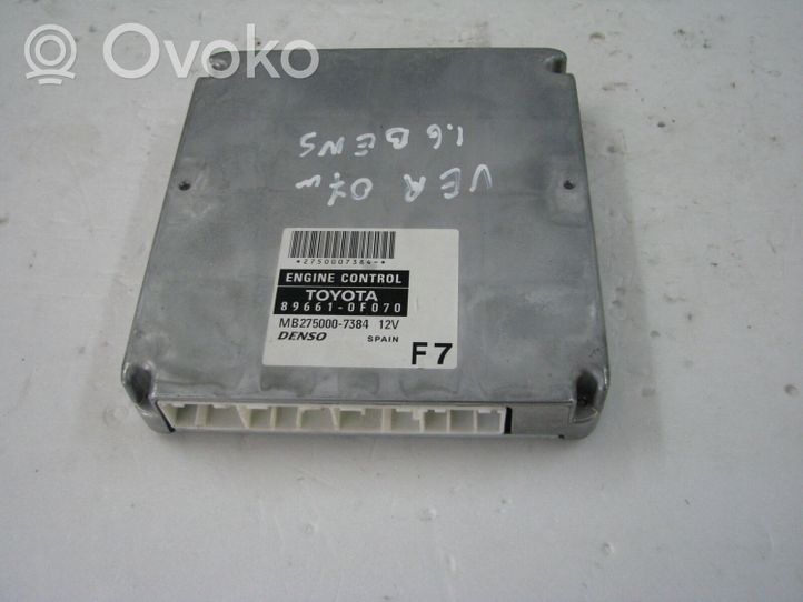 Toyota Corolla Verso E121 Calculateur moteur ECU 89661-0F070