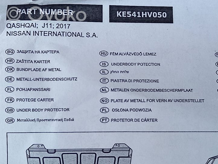 Nissan Qashqai Moottorin alustan välipohjan roiskesuoja KE541HV050