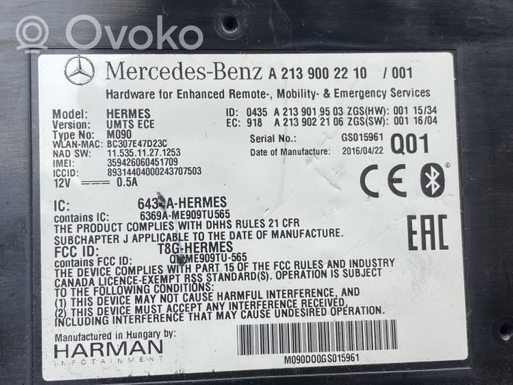 Mercedes-Benz C W205 Bluetooth control unit module A2139002210