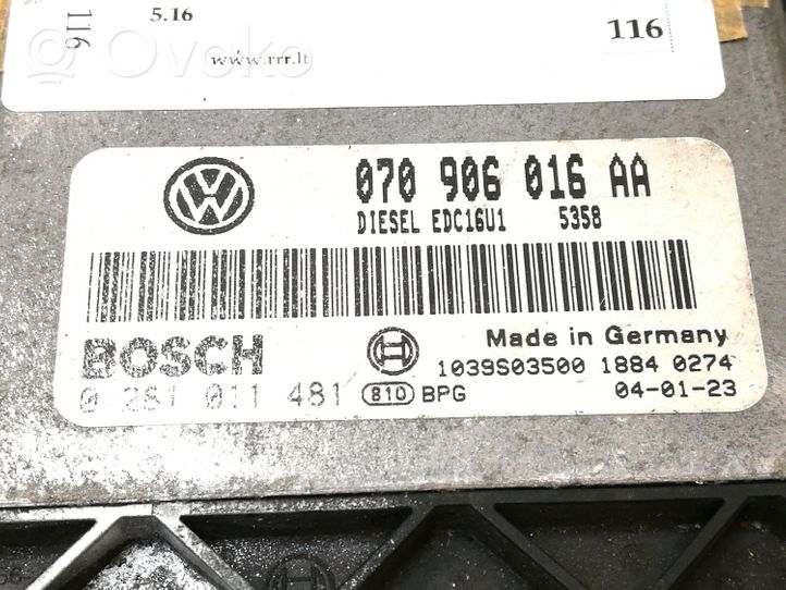 Volkswagen Touareg I Unidad de control/módulo del motor 070906016AA