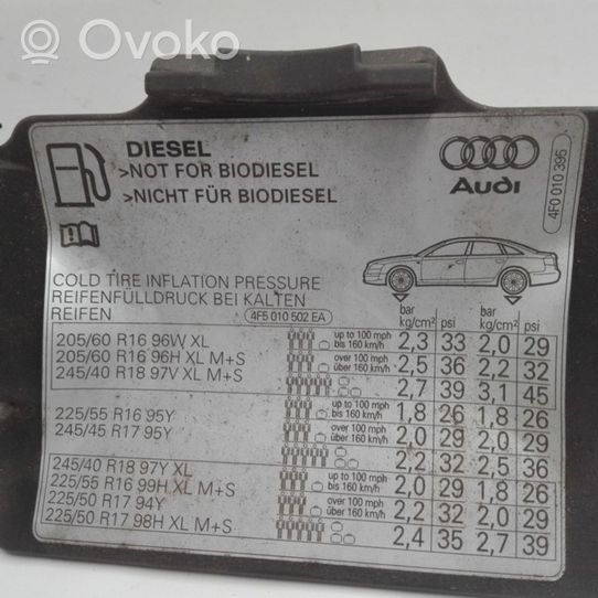 Audi A6 S6 C6 4F Bouchon, volet de trappe de réservoir à carburant 4F0010395