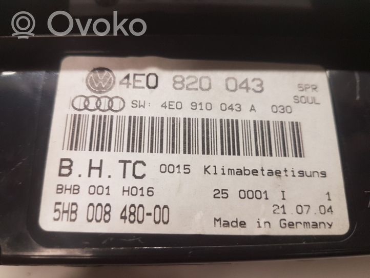 Audi A8 S8 D3 4E Ilmastointilaitteen sisälauhdutin (A/C) 4E0820043